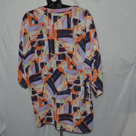 Andy Warhol by Pepe Jeans London Multi Color Womens Sz Small Tunic Length Blouse - Picture 3 of 5